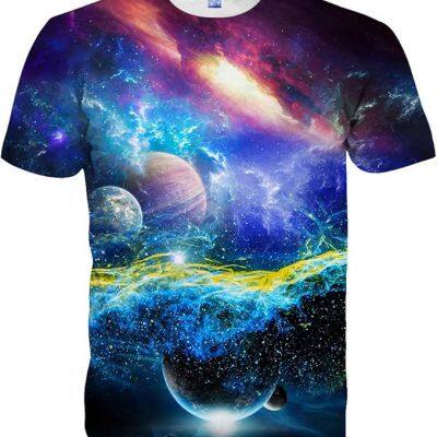 Unisex 3D Print Shirts Colorful Space Graphic Tees for Men Women Teens