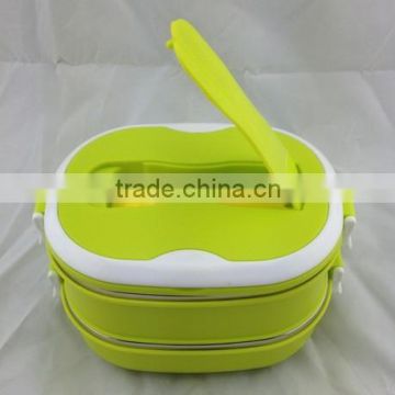 CCLB-S006-2 Hot Promotion heated Lunch Box with spoon with compartments (Accept OEM)