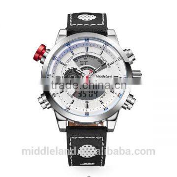 NEWS !!Genuine Leather Solid Stainless Steel MIDDLELAND New Watch Design for Men 2015