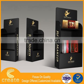 Luxury Wooden Black Exhibition Wine Display Rack Showcase With Led light& Matt Finish For Wine Shop Interior Decoration