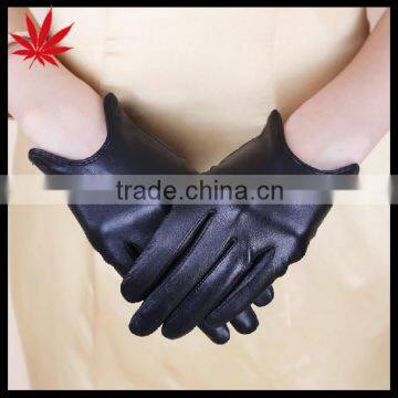 Fashion Short Black Women's Driving Leather Gloves