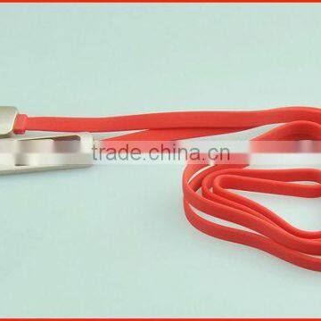Flat 2 in 1 Micro USB Cable /USB Charger Cable With Stripe photo-3