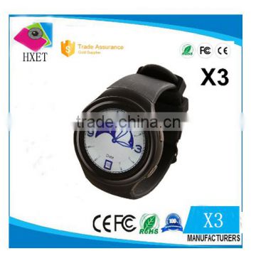 2016 X3 sim card smart watch 3g round smart watch MTK 6572 dual sim watch mobile with bluetooth headset