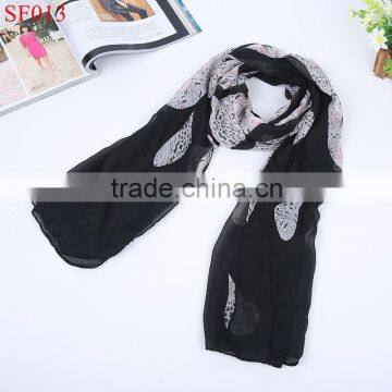 SF013 fashion new style autumn Black silk chiffon shawl leopard print