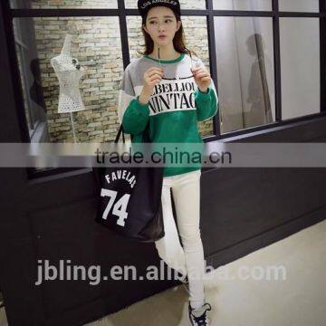 2014 winter new Korean hit color spell letters printed loose wild female hedging sweater tide