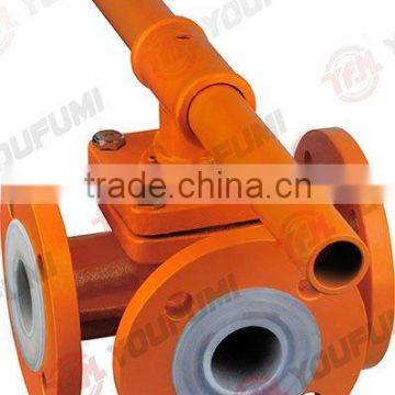 PFA Lined Flange 3 way Floating Ball Valve ANSI