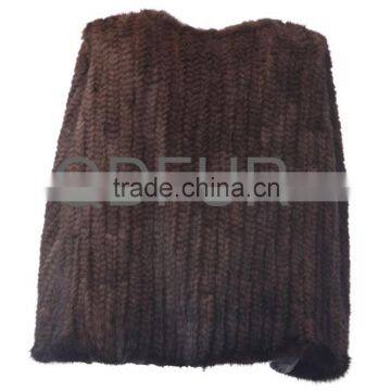 QD80559 Natural Black Brown Knitted Mink Fur Long Shawl and Cape White Color Customized photo-6