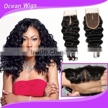 3 way part closure, deep wave style, natural color