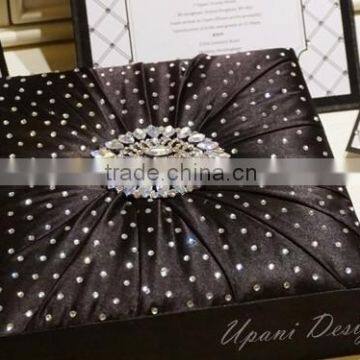 Silk Embellished wedding invitation in black