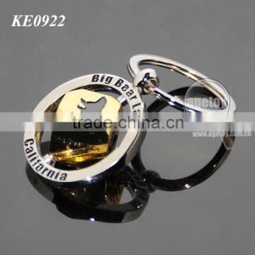 USA California Big Bear Lake Souvenirs Spinning Gold Dice Rotate Metal Revolve Cube Keyring photo-2