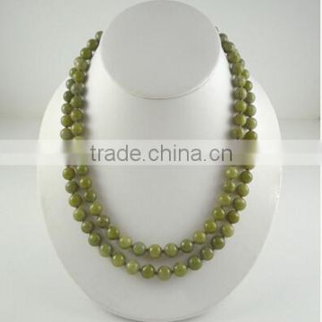 olive green jade Natural gemstone for necklace fittings