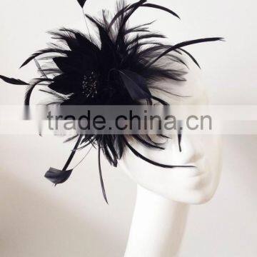 Black feather fascinator hat for races,weddings and speical events with comb