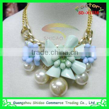 2014 HOT SALE Fashion Flower Shape Bead Statement Necklace