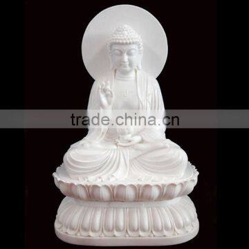 White Stone Carvsing sitting Buddha Sculpture