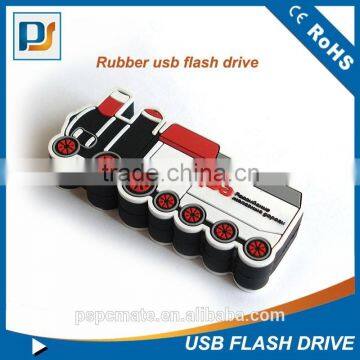 2015 customized rubber USB flash disk ,train shape usb flash driver for promotional gifts