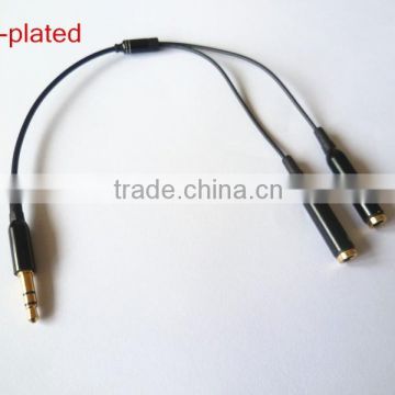 Gold plated DC3.5 m to 2*female audio splitter cable