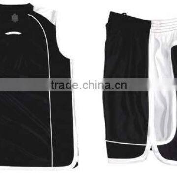 100% Polyester Custom Basketball Uniform, Shirt, Shorts in White Panels at Shoulder