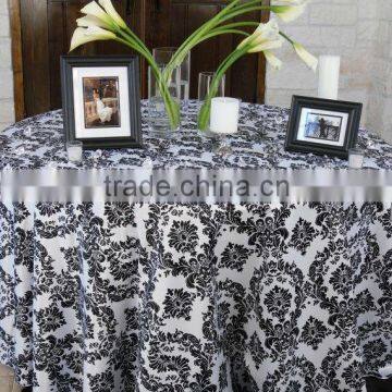 Polyester Taffeta flocking table cloth,table overlay,table runner for weddings                        
                                                Quality Choice
