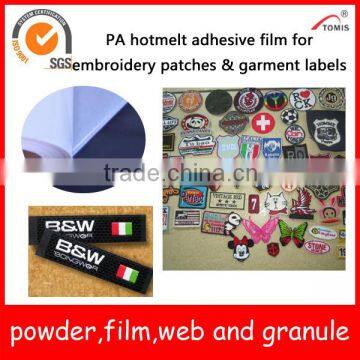 PA/copolyamide hotmelt adhesive film for emroidery patches and badges