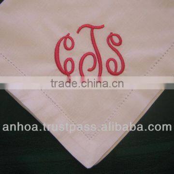 Red thread monogrammed linen napkins T letter