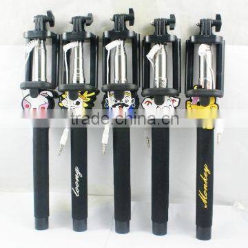 New Monopod Selfi Extendable Selfie Stick 3.5mm Wired With Holder Cartoon Design For Samsung Iphone 6 Self Monopod photo-3