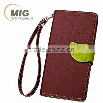 2016 NEW leaf style PU leather with lanyard and money cards slots case for LG G4