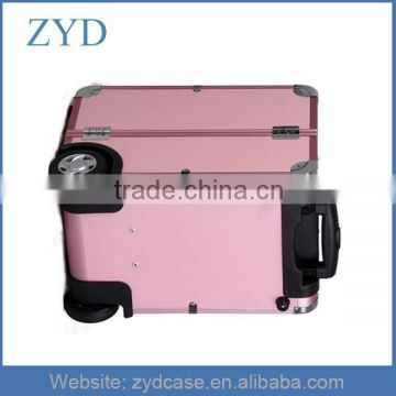 Pink Brush Holder Organizer Professional Aluminum Nail Polish Trolley Case ZYD-HZ101503