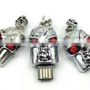 Custom Metal Skull Usb Flash Drive With Necklace