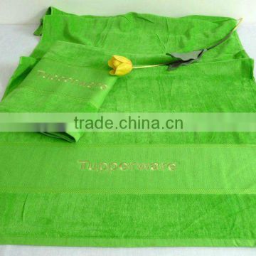 100% cotton velour green towel with super absorbant