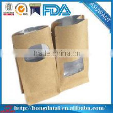 stand up Kraft paper bag with window foil inside