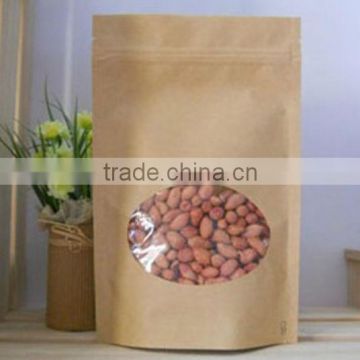 wholesale factory price plain brown kraft paper for peanuts packaging with oval clear window