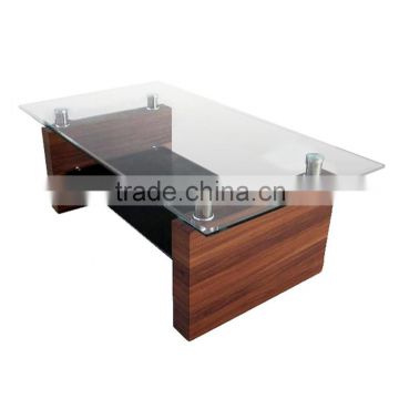 Silk-screen tempered glass cheap restaurant wholesale modern office mdf wooden coffee table