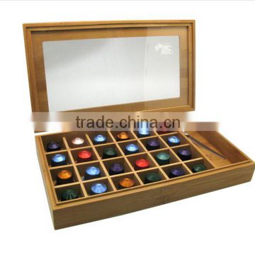 Modern Home Bamboo 24 Capsule Organizer/Display Box with Accessory Section Bamboo Coffee Capsule Box Fresco Coffee Pod Holder