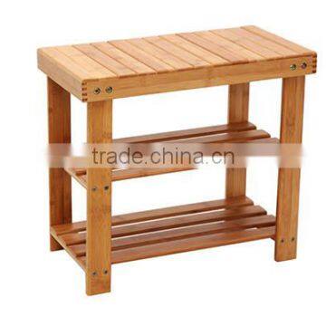 2-Tier Shoe Rack Entryway Shoe Shelf 100% Natural Bamboo Shoe Bench Shoe rack