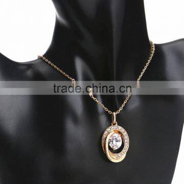 18k Gold Filled Jewelry Austrian Crystal Rhinestone Pendant Necklace With Zircon Stone photo-4