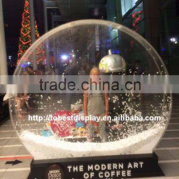 Custom high quality large 2D acrylic snow ball, christmas snow ball, snow dome