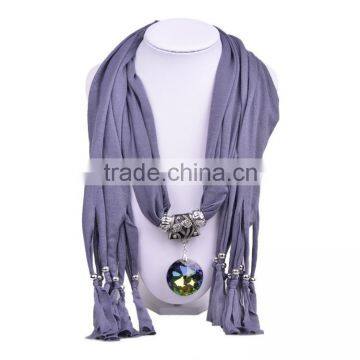2016 Hot Sale Retail/wholesale 10 Different Colors Cotton Colorful Round Pendant Women Winter Scarf Necklace (SC150063)