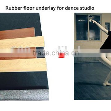 Dance floor accessory: rubber underlay to make floor elastic, noise prevented, water proof, warm keeping