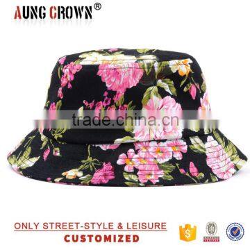 custom print bucket hat/floral printing bucket hat/wholesale bucket hats