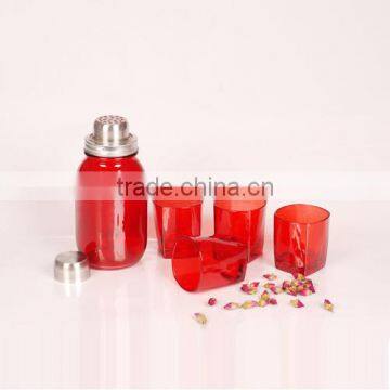 set of 5 red glass wine shaker for bar