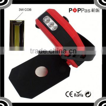 2015 Newest POPPAS B70 360 Degree Rotation COB And 3 Led Magnetic led handheld working torch