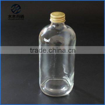 500ml 16oz Clear Boston Round Glass Bottle Pharmaceutical Clear Boston Bottle With Gold Screw Cap Quality Choice photo-1