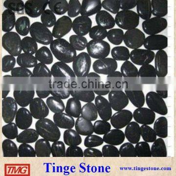 Black pebble cobble stone mosaic tiles for wall and floor designs