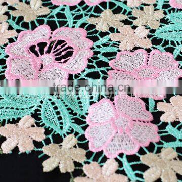 3D multicolor & guipure thin style l embroidery design flower lace fabric for dress