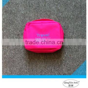 2015 Promotional plain rose eco-friendly 300D cosmetic bag