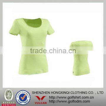 Bright Green Color Bamboo Lycra Crewneck T shirts For Women