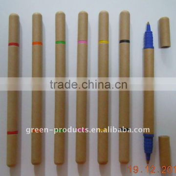 new green kraft paper double sided ball pen 2 in 1 pen (TNP012D)