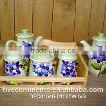 Ceramic porcelain kitchen condiment set