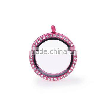 Wholesale 29*33mm New Design Pink Round Floating Diamond Locket