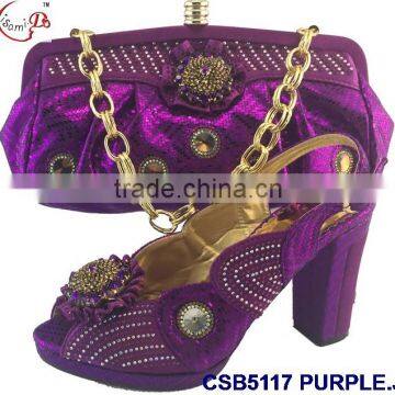 CSB5117 Best selling purple wedding shoes and matching bag 2016